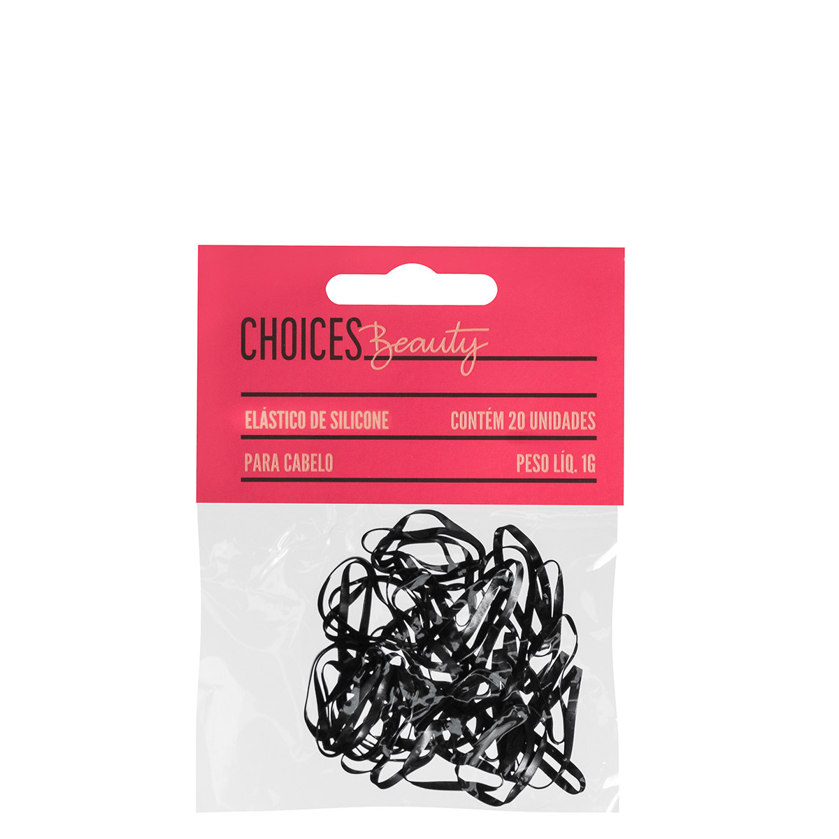 Elástico cabelo Choices Beauty borracha Preta Tamanho G