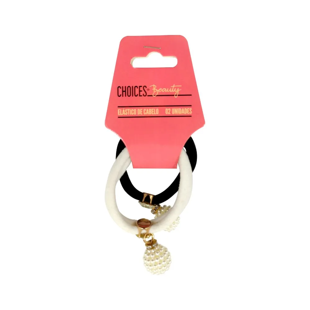 Elastico Cabelo Diva Mini Perola Strass Com 2 Unidades