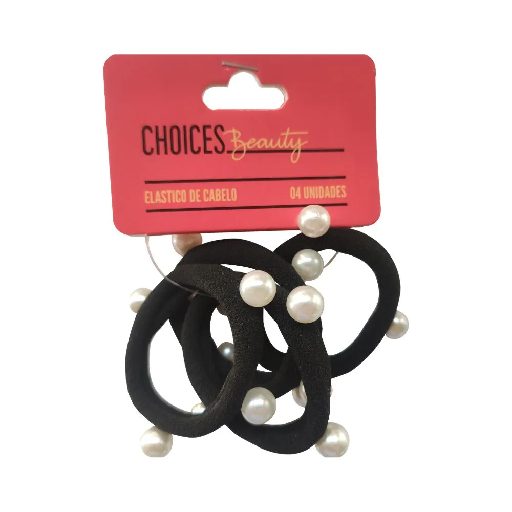 Elastico Cabelo Penduricalhos Perola 4 Unidades