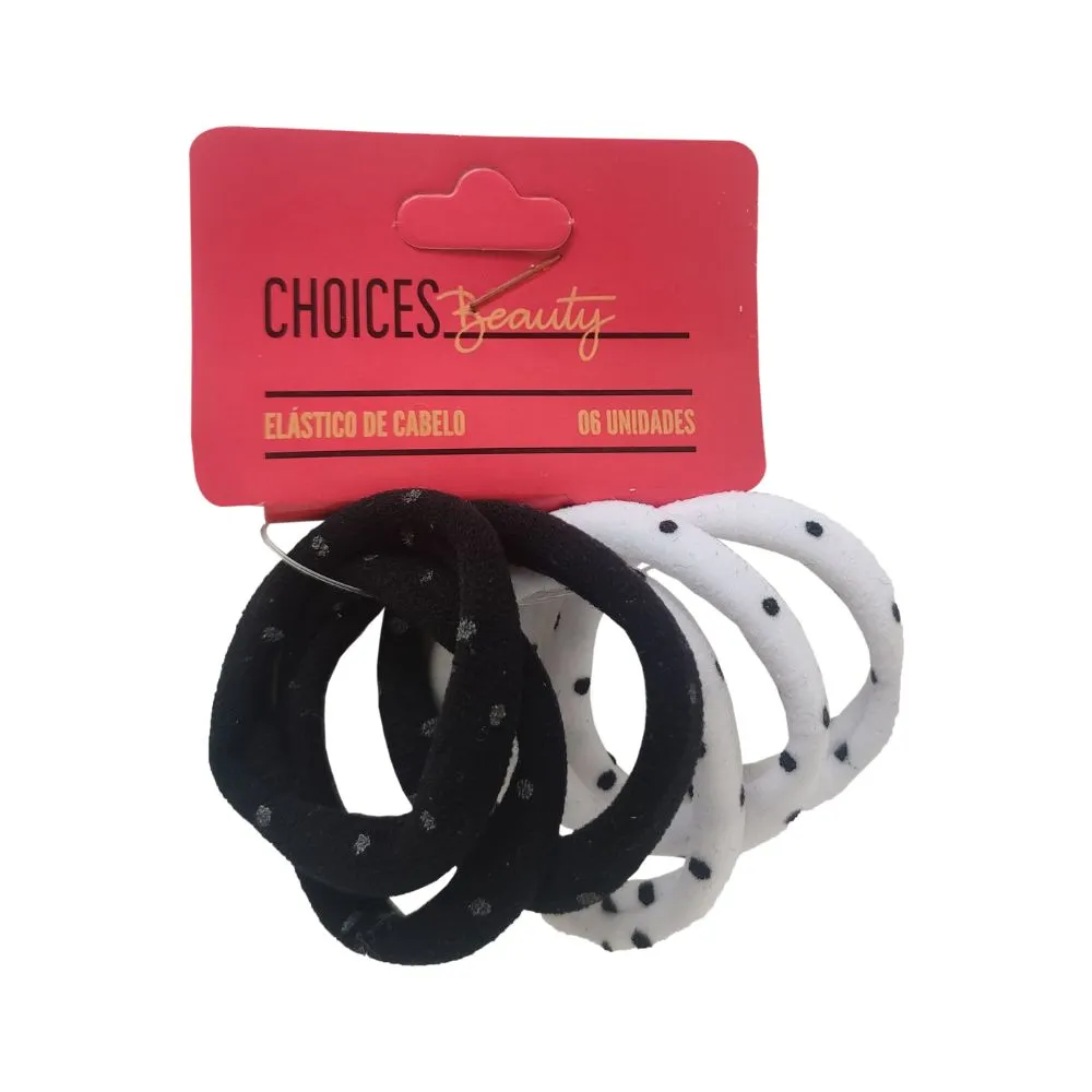Elastico Cabelo Penduricalhos Poa 6 Unidades