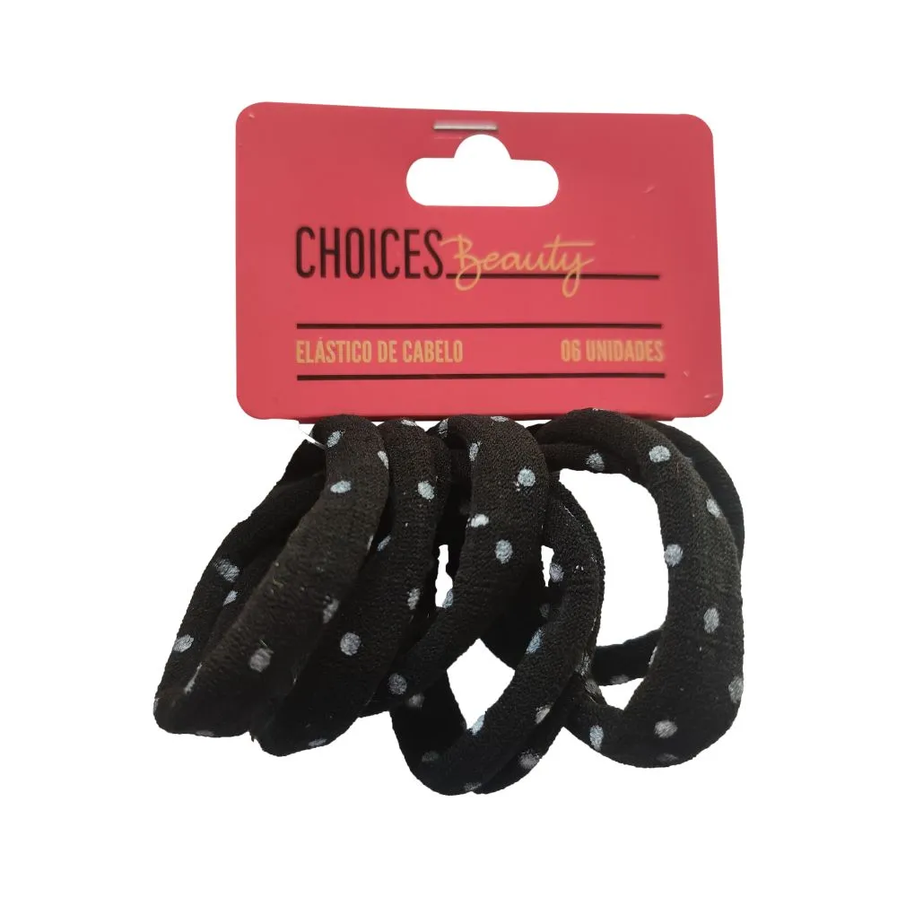 Elastico Cabelo Penduricalhos Poa Black 6 Unidades
