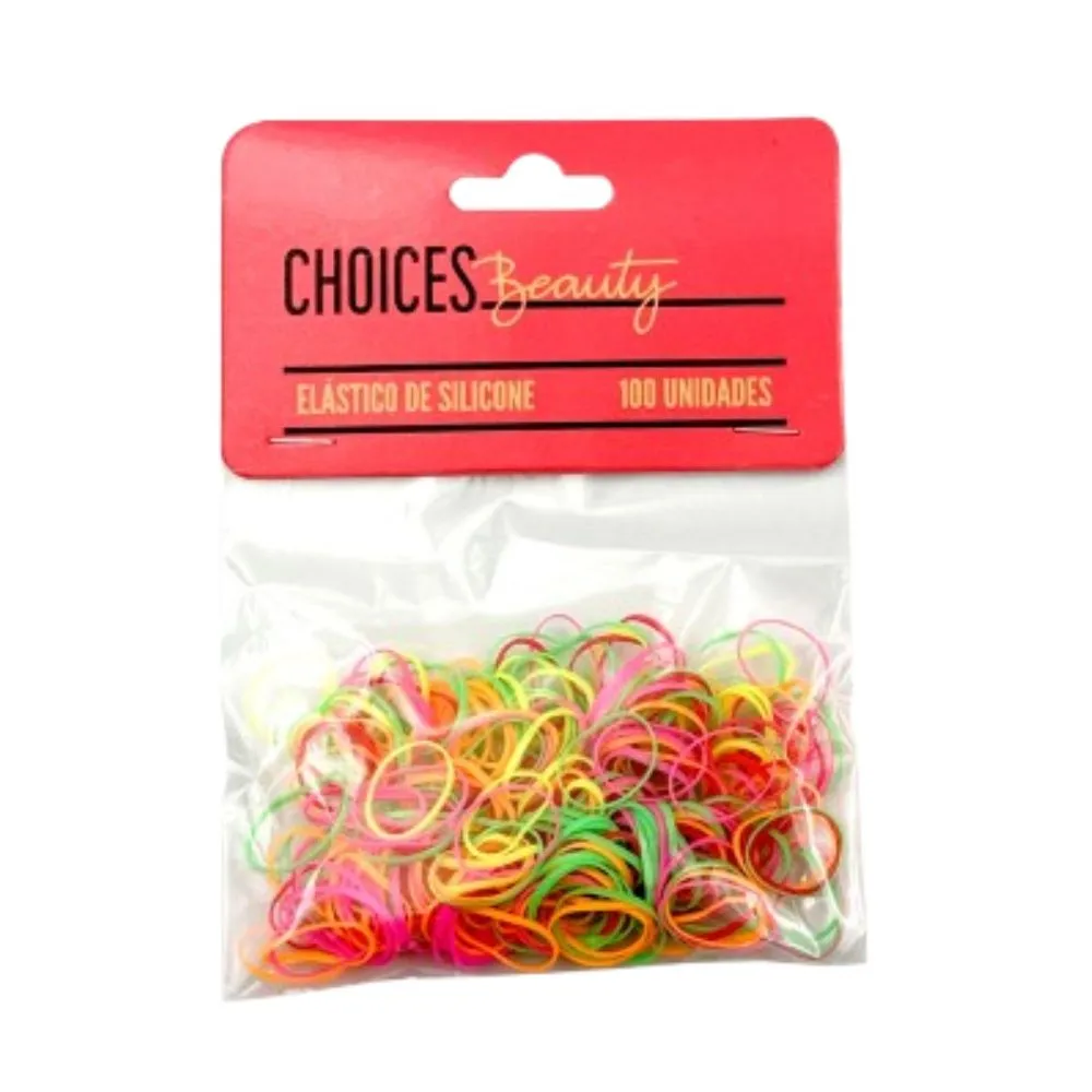 Elástico De Cabelo Choices Beauty Colors 100 Unidades