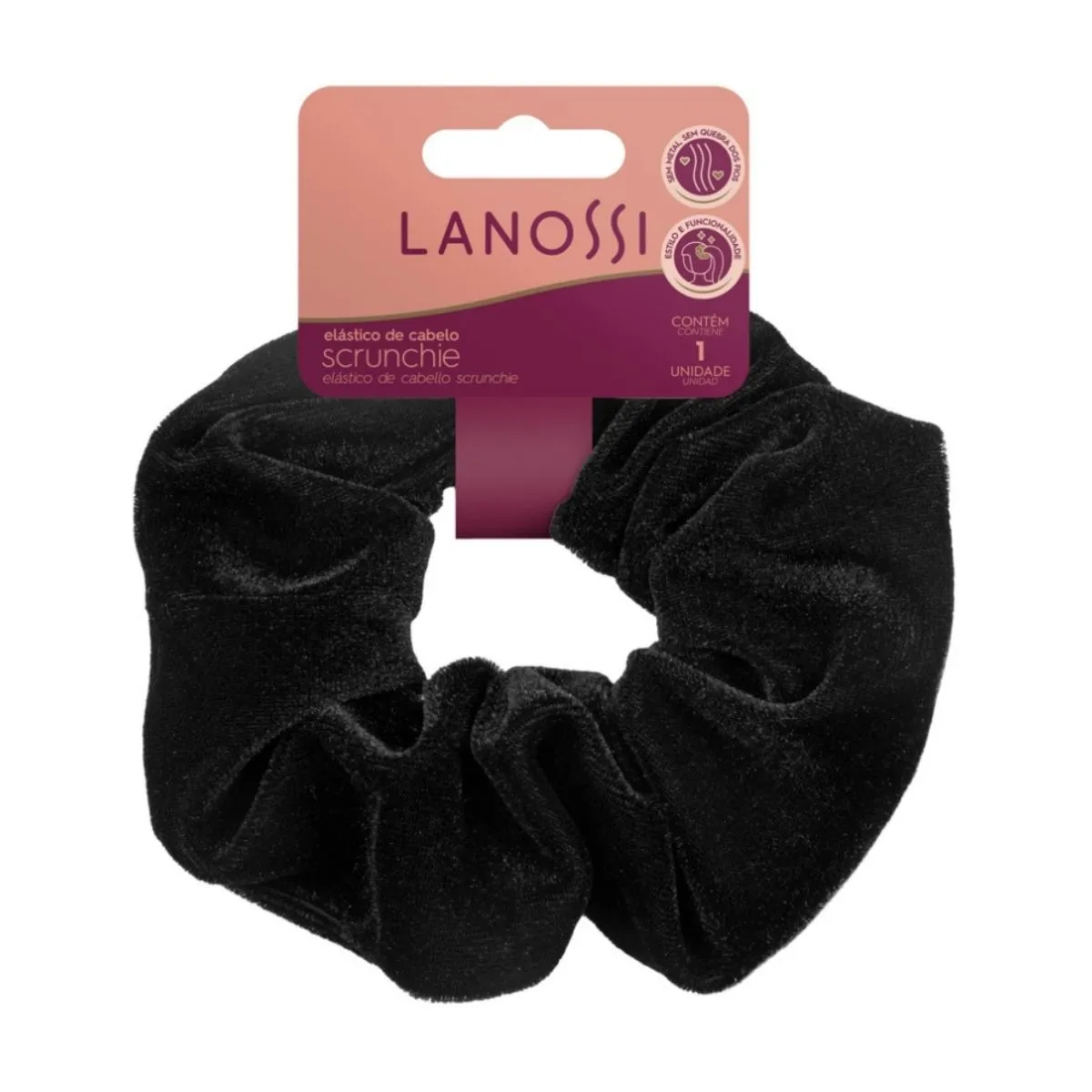 Elástico De Cabelo Lanossi Velvet Black 1 Unidade
