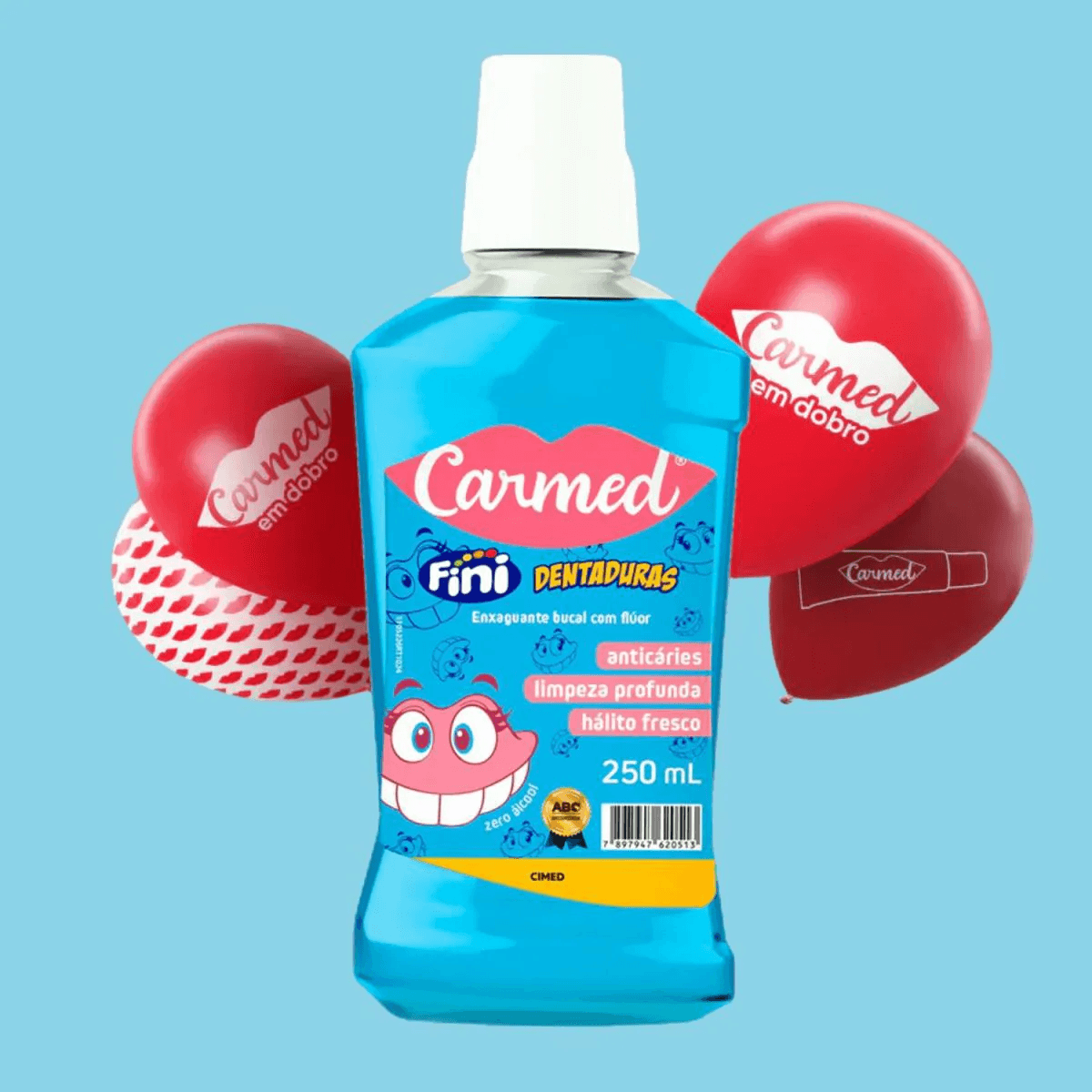 Enxaguante Bucal Carmed Fini Dentaduras com Flúor Zero Álcool 250ml — foto 4
