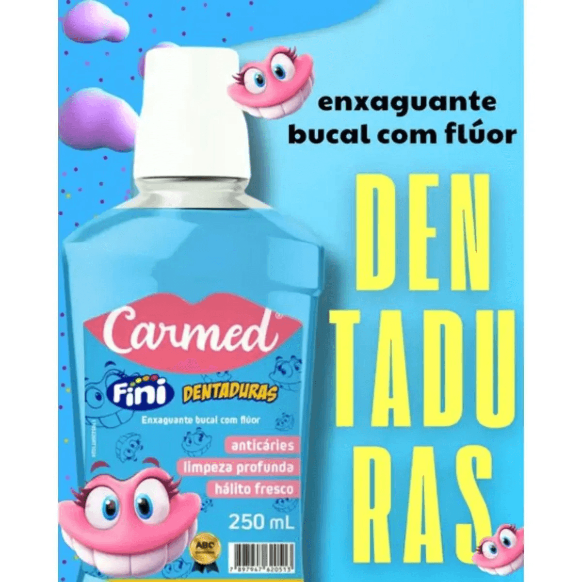 Enxaguante Bucal Carmed Fini Dentaduras com Flúor Zero Álcool 250ml — foto 3