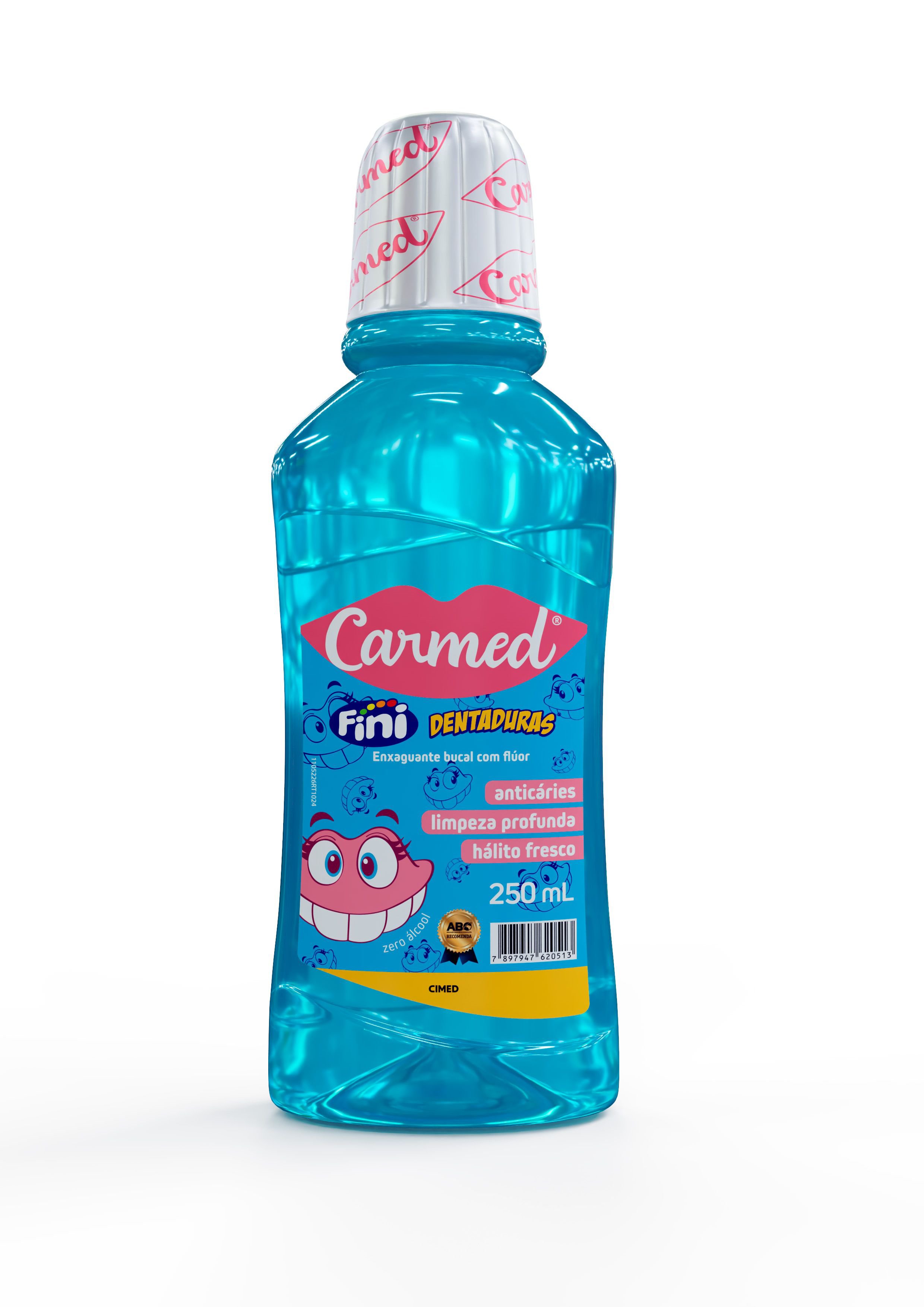 Enxaguante Bucal Carmed Fini Dentaduras com Flúor Zero Álcool 250ml