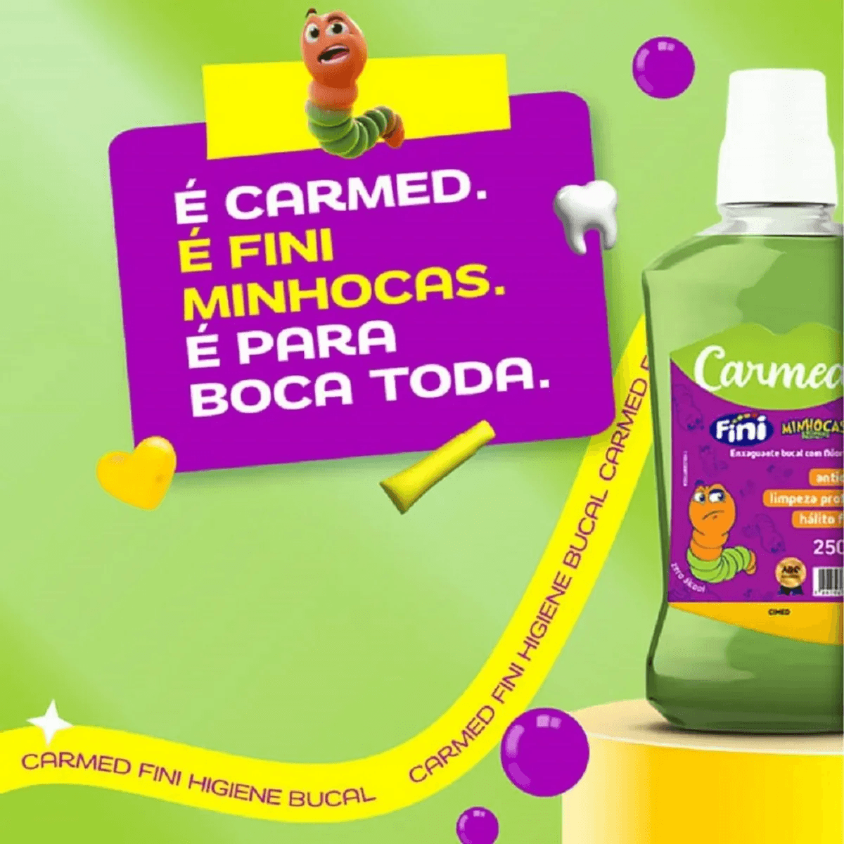 Enxaguante Bucal Carmed Fini Minhocas com Flúor Zero Álcool 250ml — foto 5