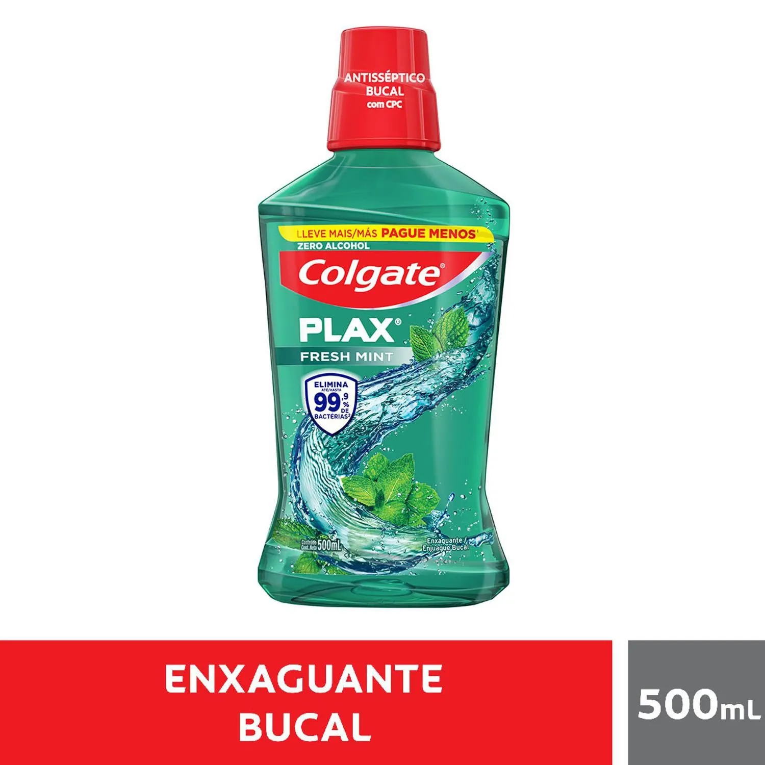 Enxaguante Bucal Colgate Plax Flúor Zero Álcool Sabor Fresh Mint 500ml