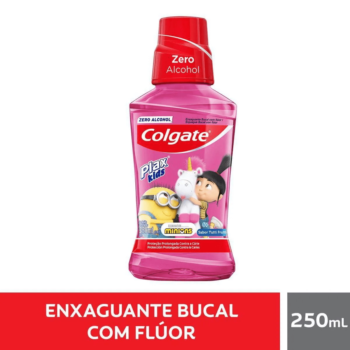 Enxaguante Bucal Infantil Colgate Plax Kids Zero Álcool +6 anos Sabor Tutti Frutti 250ml