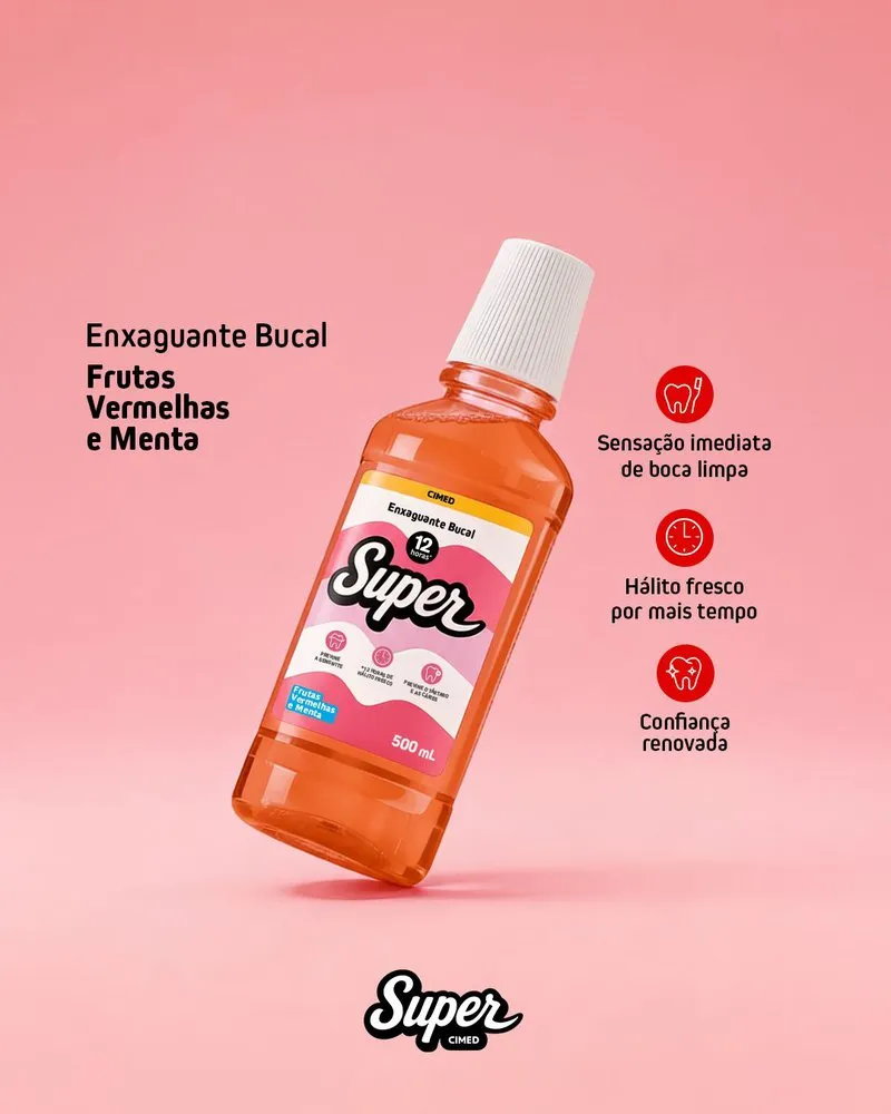 Enxaguante Bucal Super 12h Frutas Vermelhas e Menta 500ml — foto 2