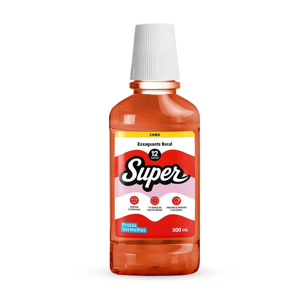 Enxaguante Bucal Super 12h Frutas Vermelhas e Menta 500ml