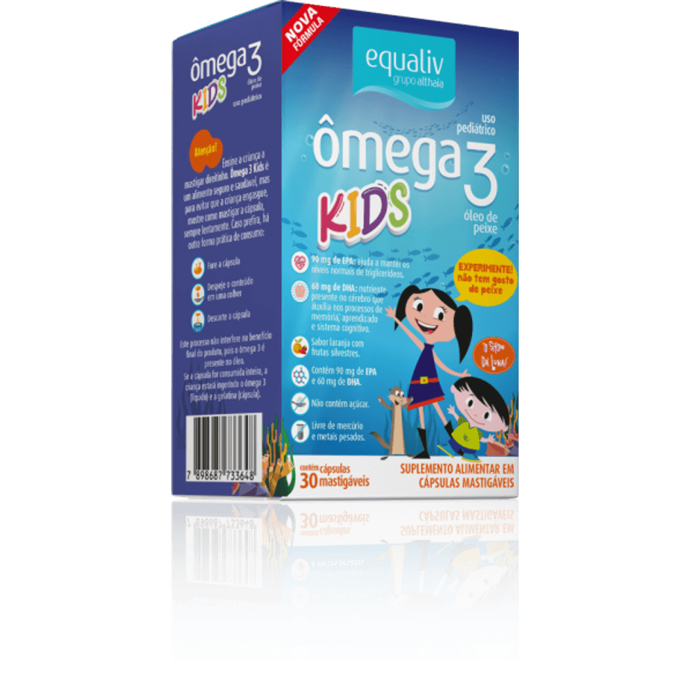 Equaliv Ômega 3 Pro Kids Oil Sabor Laranja 30 Cápsulas Mastigáveis