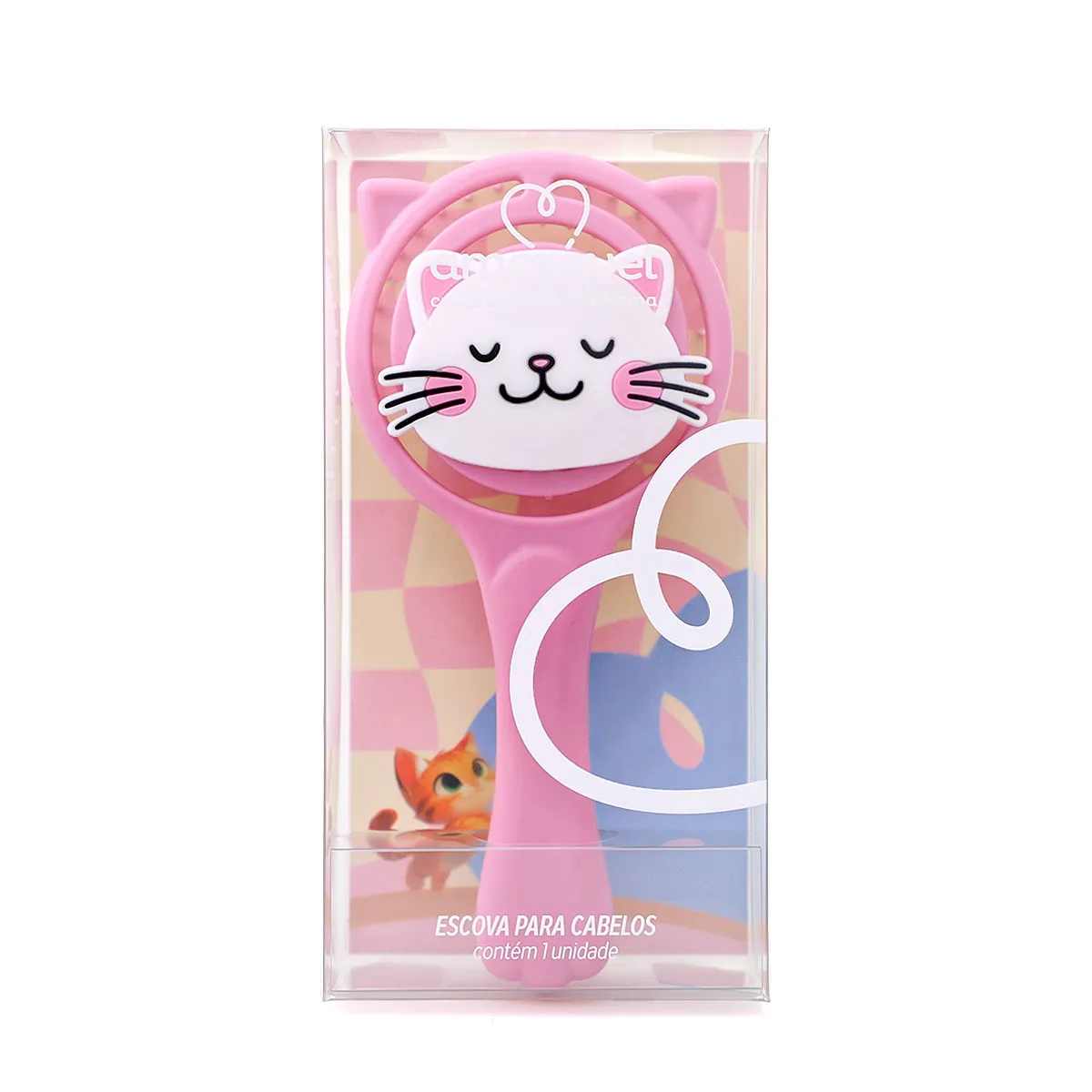 Escova De Cabelo Amorável Infantil Com Patch Gatinho 1 Unidade