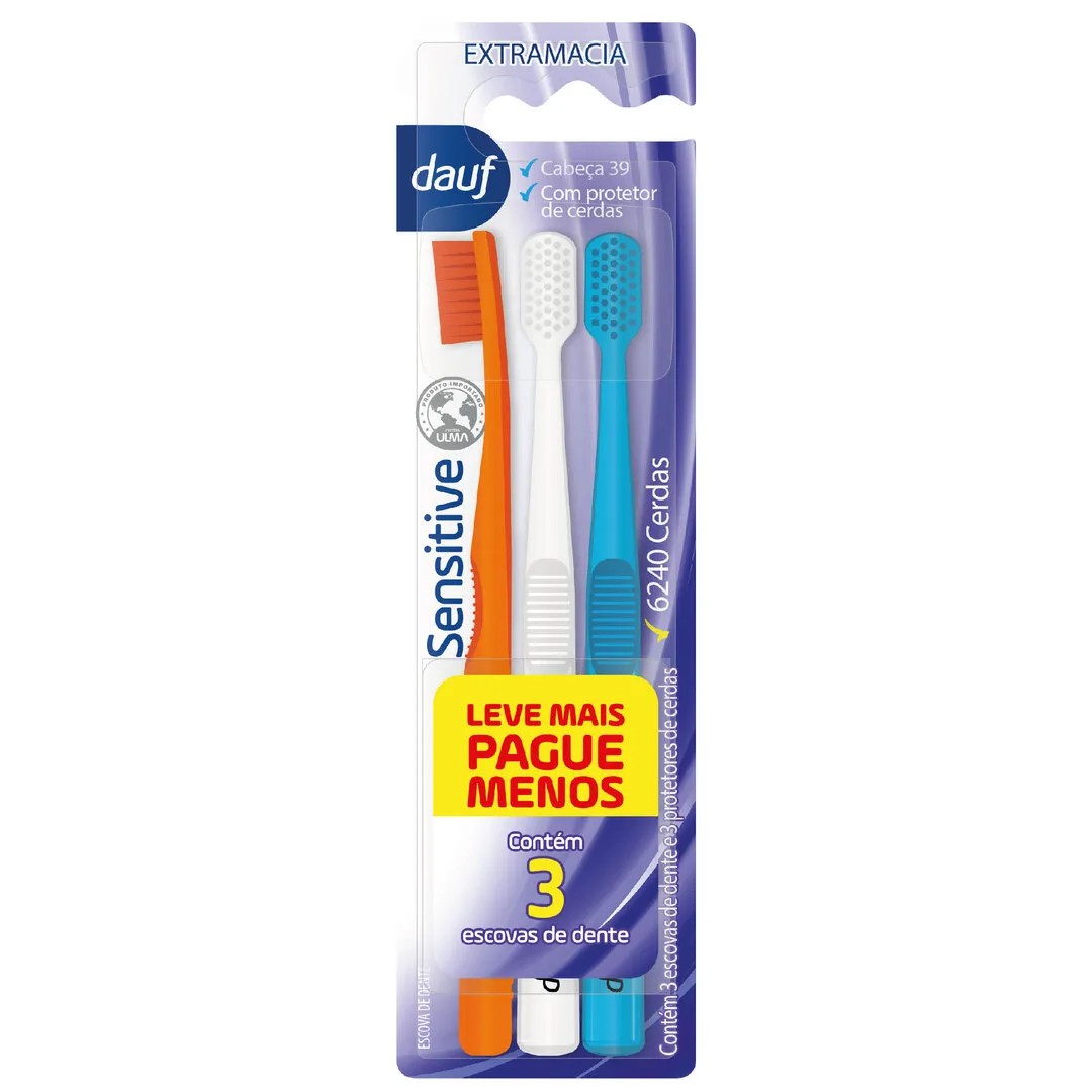 Escova De Dente Dauf Sensitive 3 Unidades