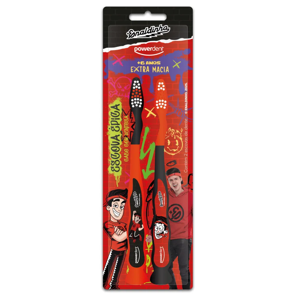 Escova De Dente Infantil Powerdent Enaldinho 2 Unidades