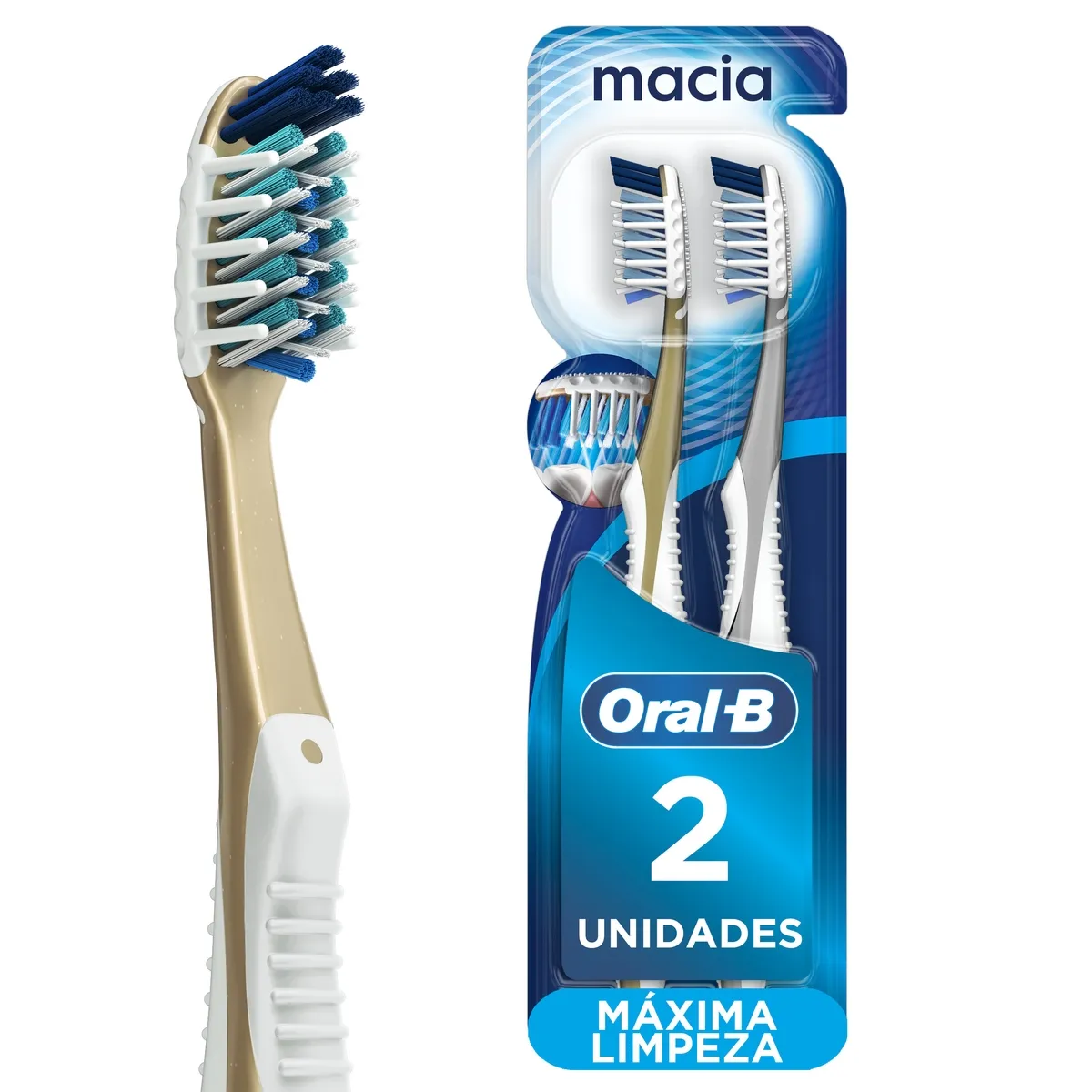 Escova de Dente Oral-B 7 Benefícios Cerdas Macias 2 Unidades