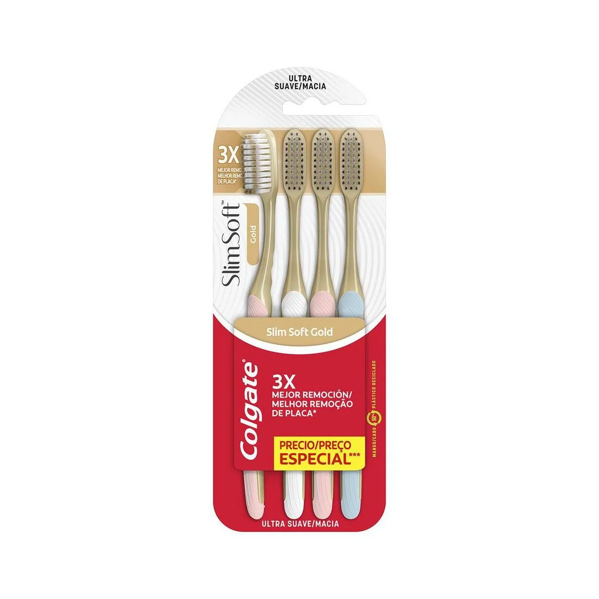 Escova de Dente Ultramacia Colgate Slim Soft Gold 4 Unidades Preço Especial