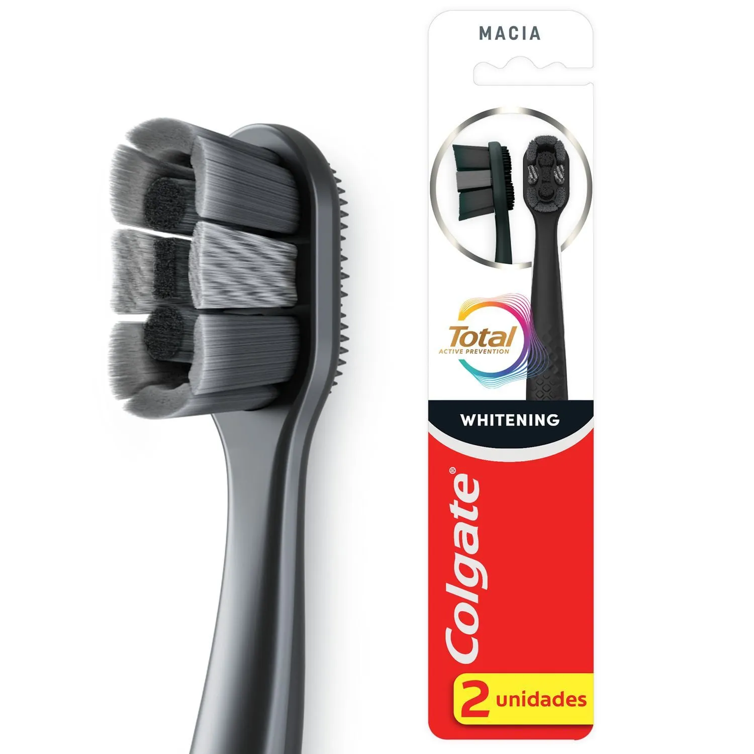 Escova Dental Colgate Total Whitening Cerdas Macias 2 Unidades