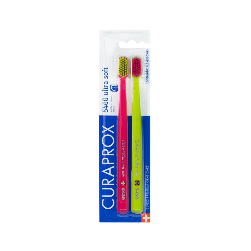 Escova Dental Curaprox 5460 Ultra Soft Cerdas Ultra Macia Cores Sortidas 2 Unidades