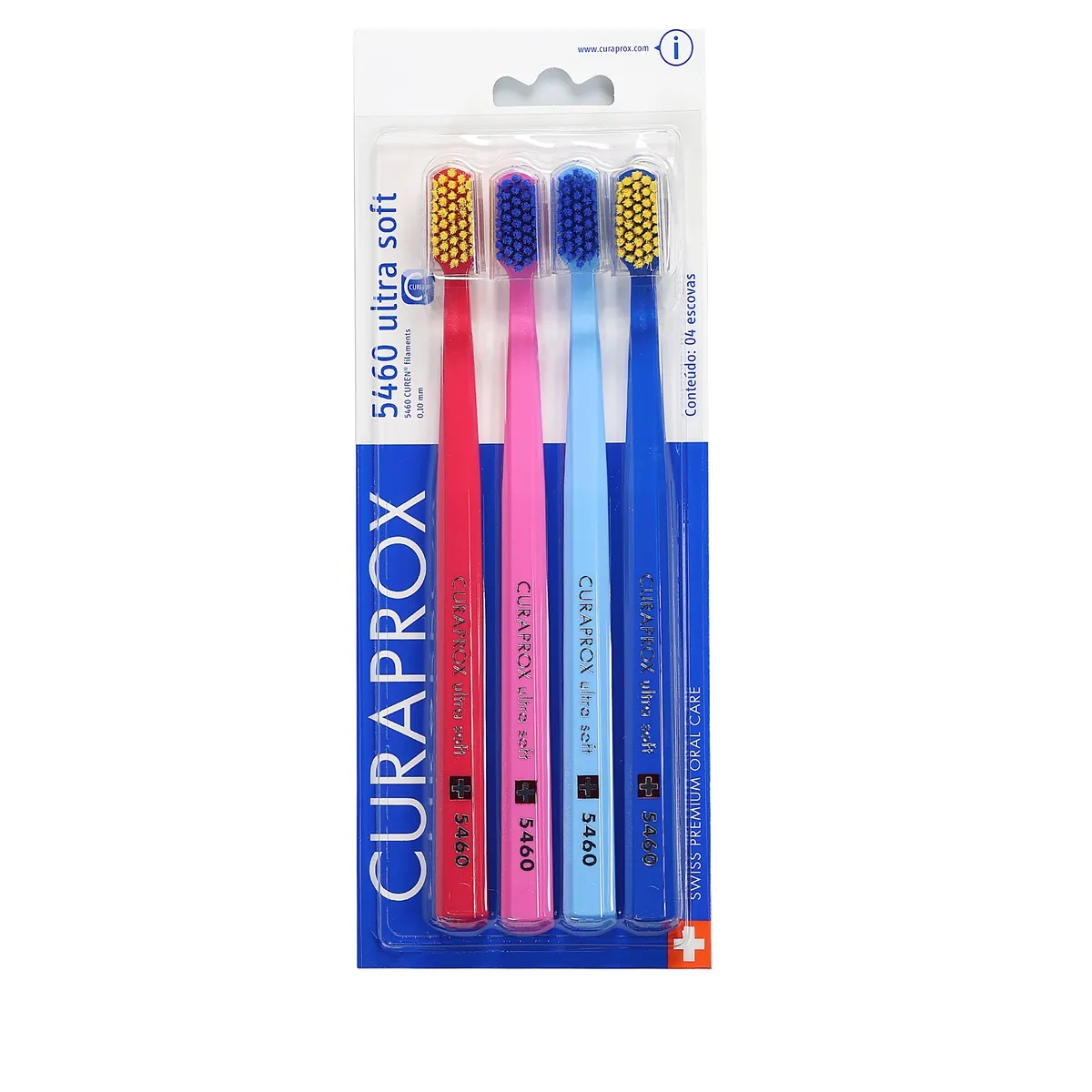 Escova Dental Curaprox 5460 Ultra Soft Cerdas Ultra Macia Cores Sortidas 4 Unidades