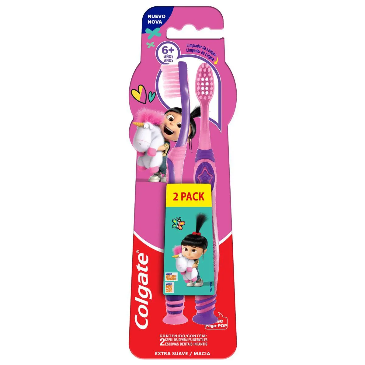 Escova Dental Infantil Colgate Smiles Agnes & Fluffy Cerdas Extra Macias Multinível +6 anos 2 Unidades