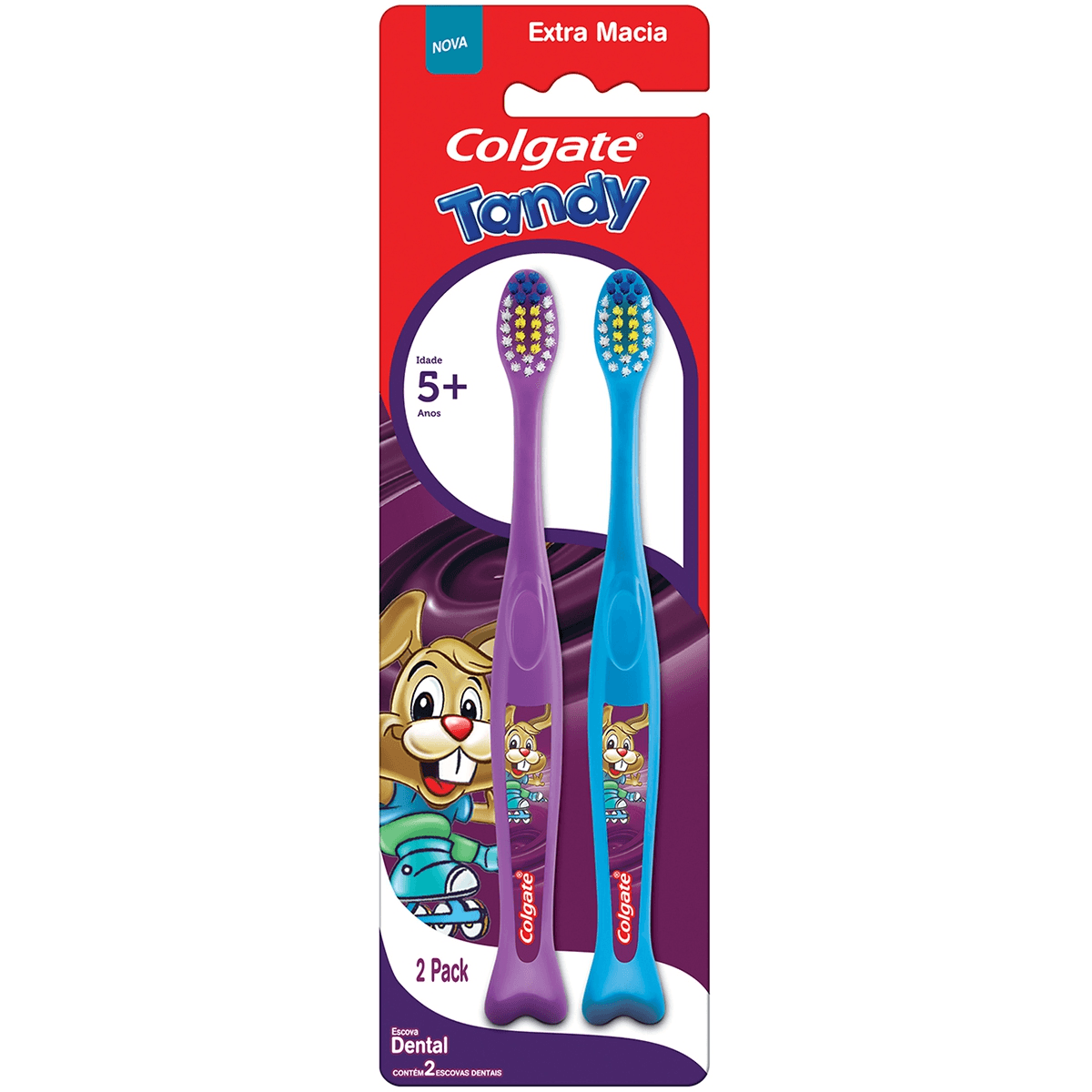 Escova Dental Infantil Colgate Tandy Cerdas Extra Macias +5 anos 2 Unidades