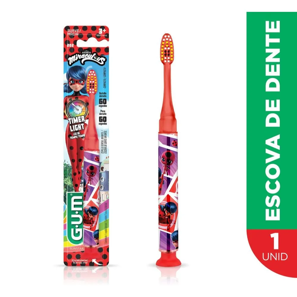 Escova Dental Infantil GUM Miraculous Cerdas Macias 1 Unidade — foto 2