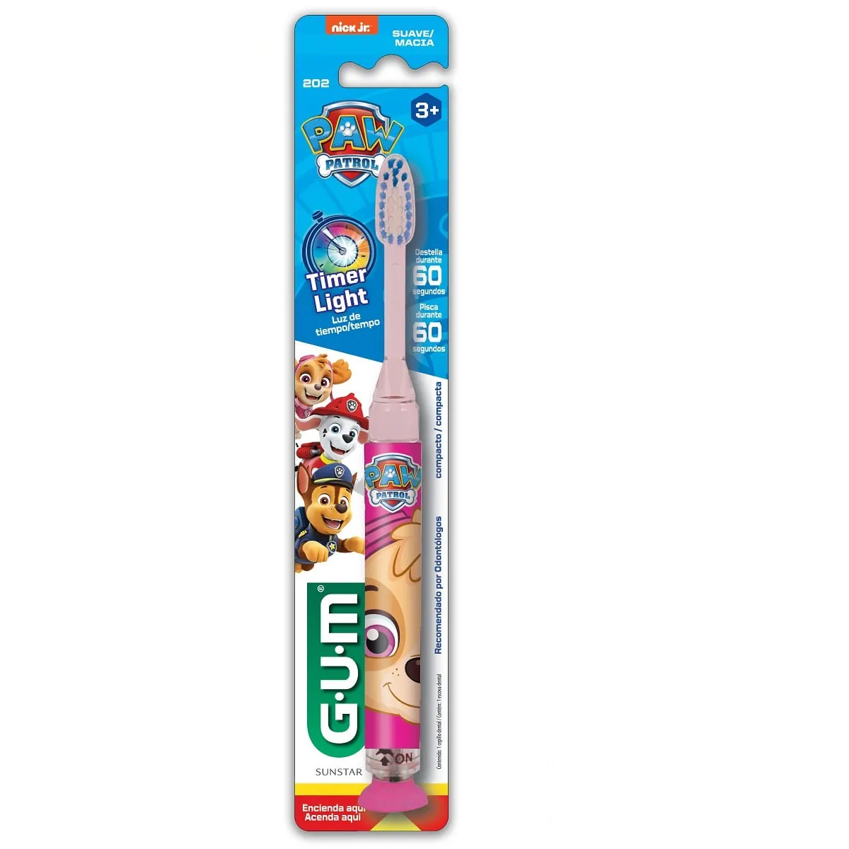 Escova Dental Infantil GUM Patrulha Canina Luz de Led +3 anos Cerdas Macias 1 Unidade