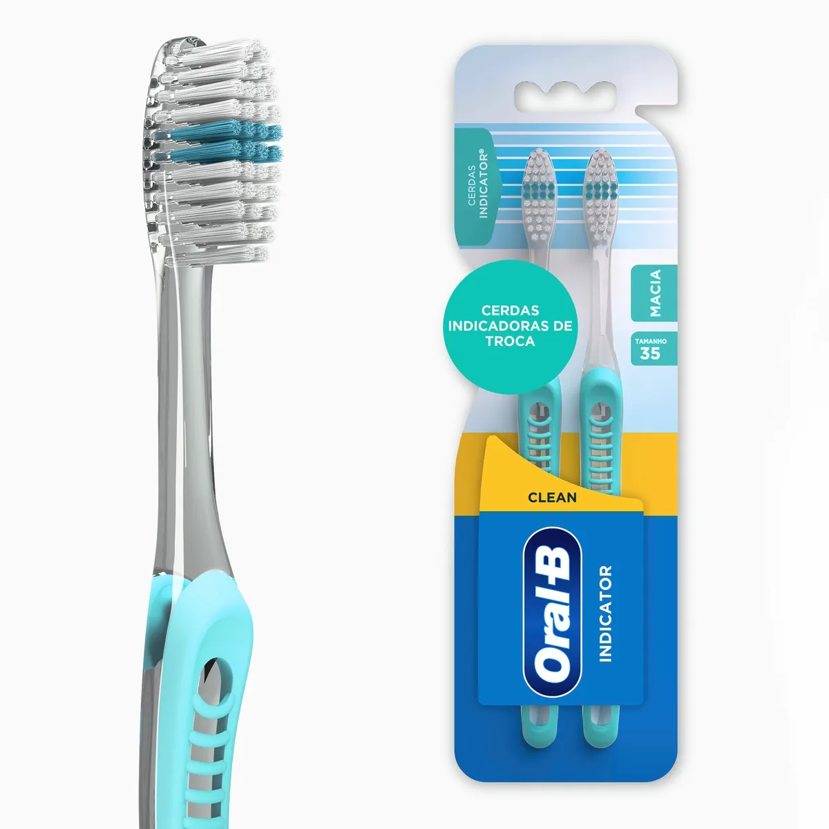 Escova Dental Oral-B Clean Indicator Cerdas Macia Cores Sortidas 2 Unidades
