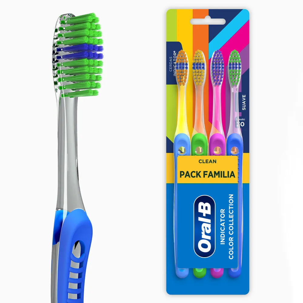 Escova Dental Oral-B Color Collection Indicator Cerdas Macia Cores Sortidas 4 Unidades