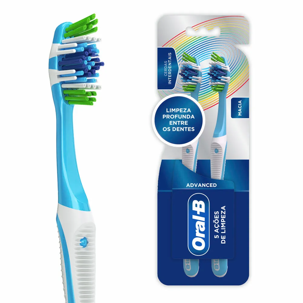 Escova Dental Oral-B Complete 5 Ações de Limpeza Cerdas Interdentais Macia Cores Sortidas 2 Unidades