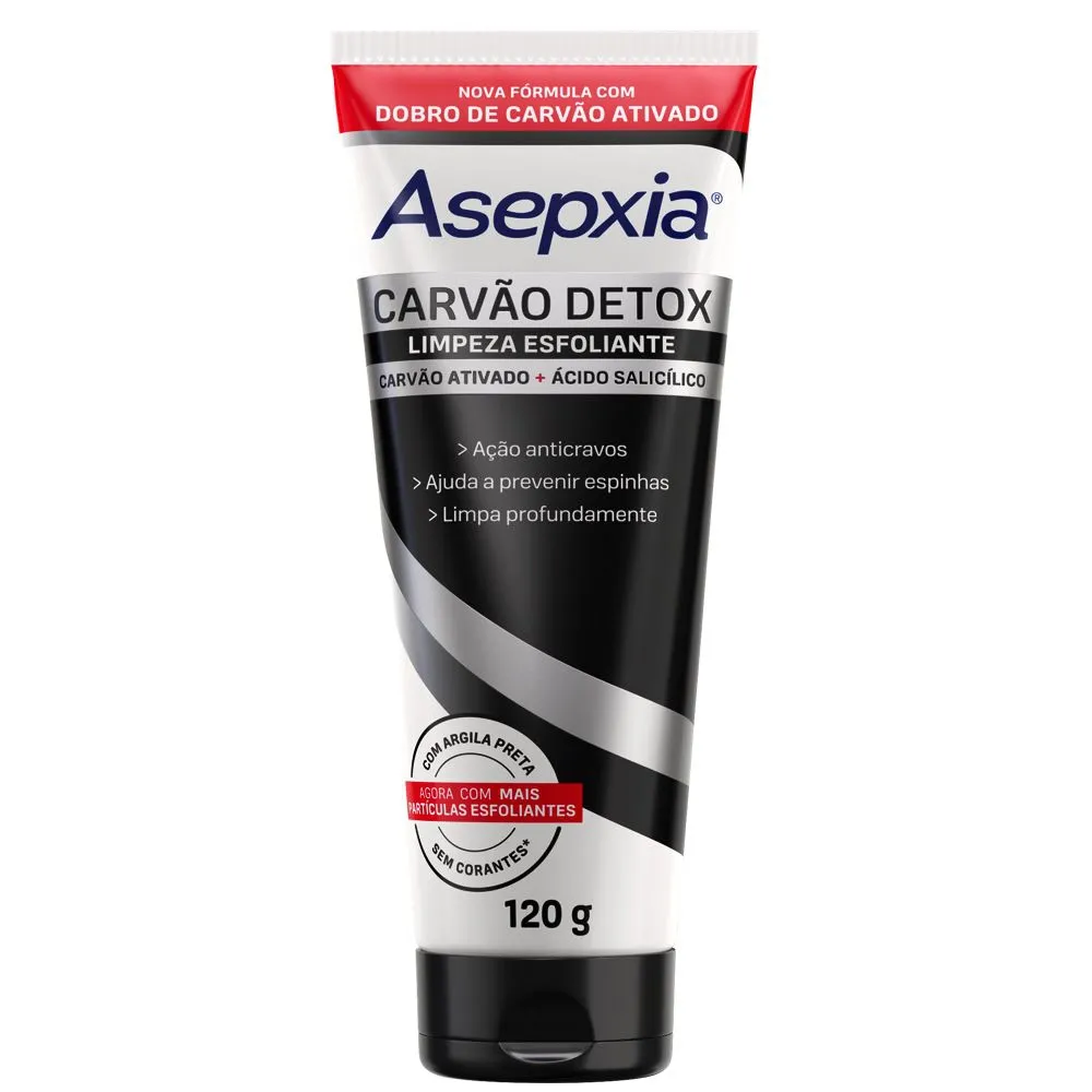 Esfoliante Facial Asepxia Carvão Detox Ácido Salicílico 120g