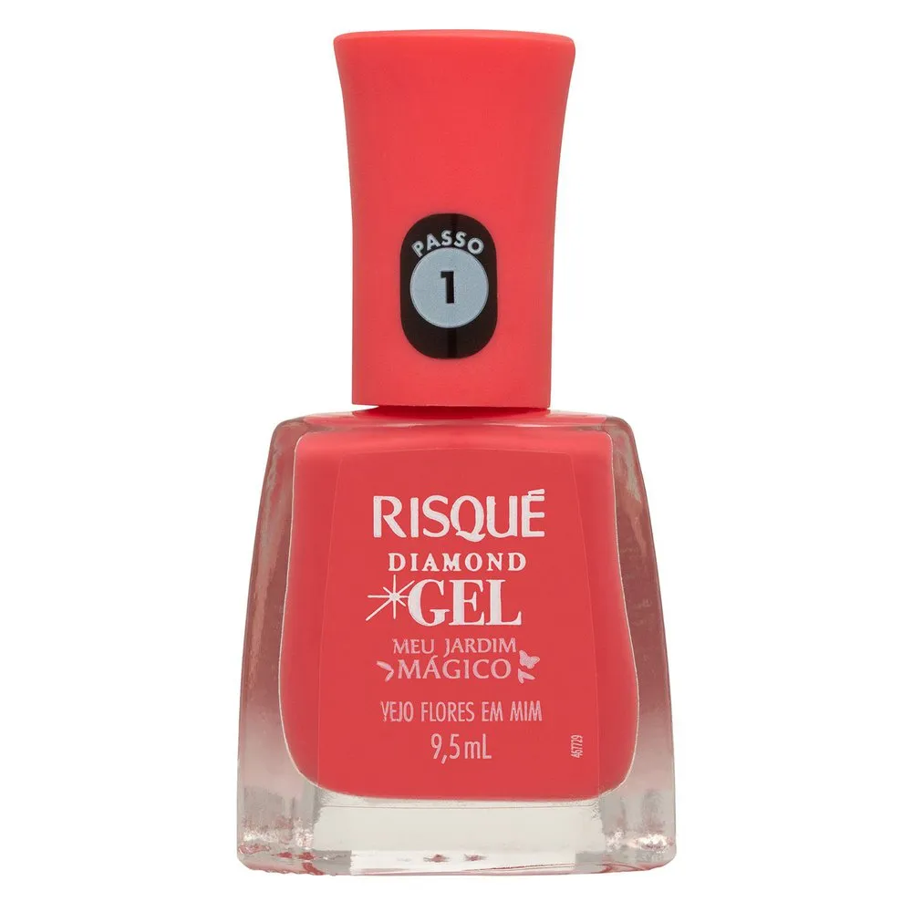 Esmalte Coral Cremoso Risqué Diamond Gel Meu Jardim Mágico Vejo Flores em Mim 9,5ml