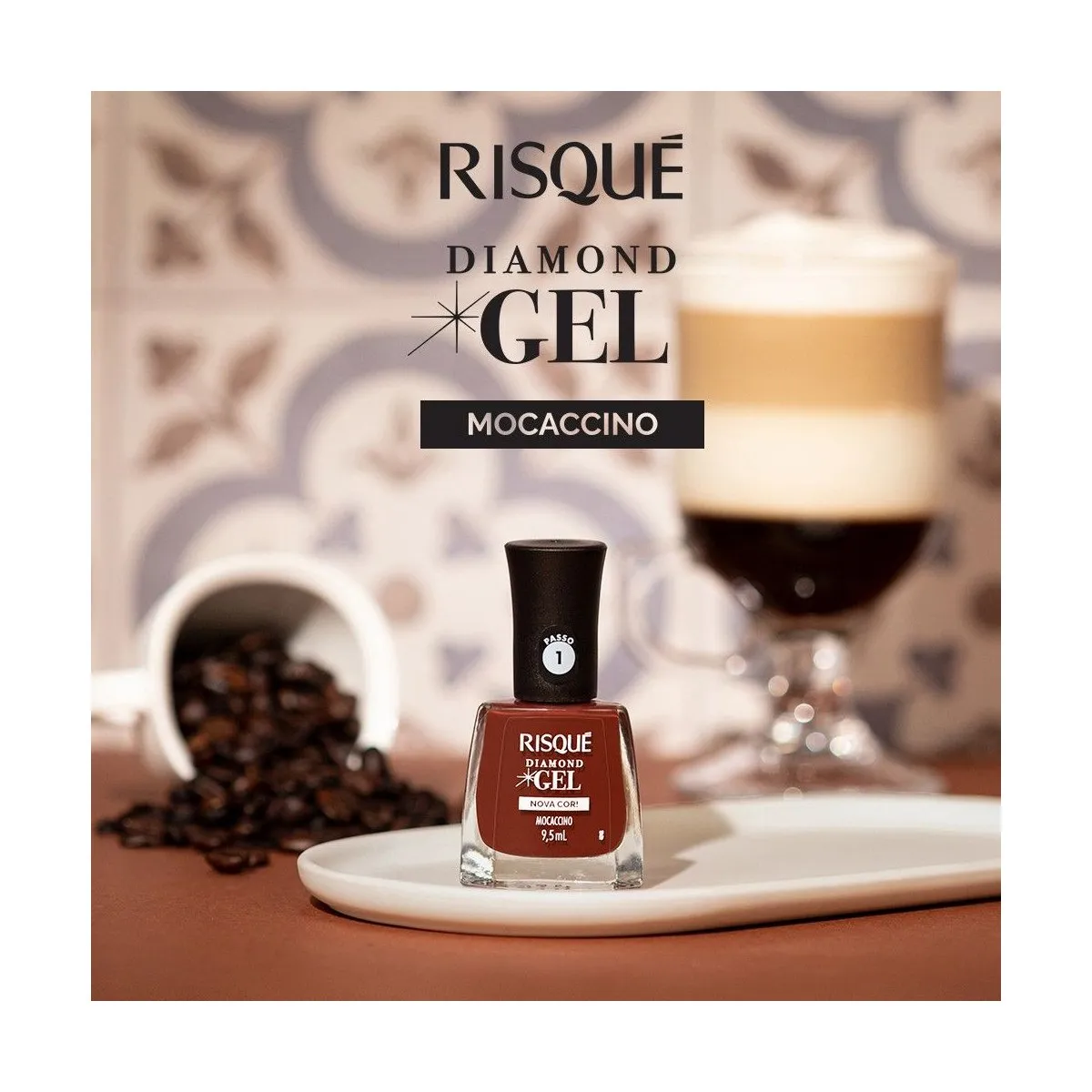 Esmalte Marrom Risqué Diamond Gel Mocaccino Cremoso 9,5ml — foto 2