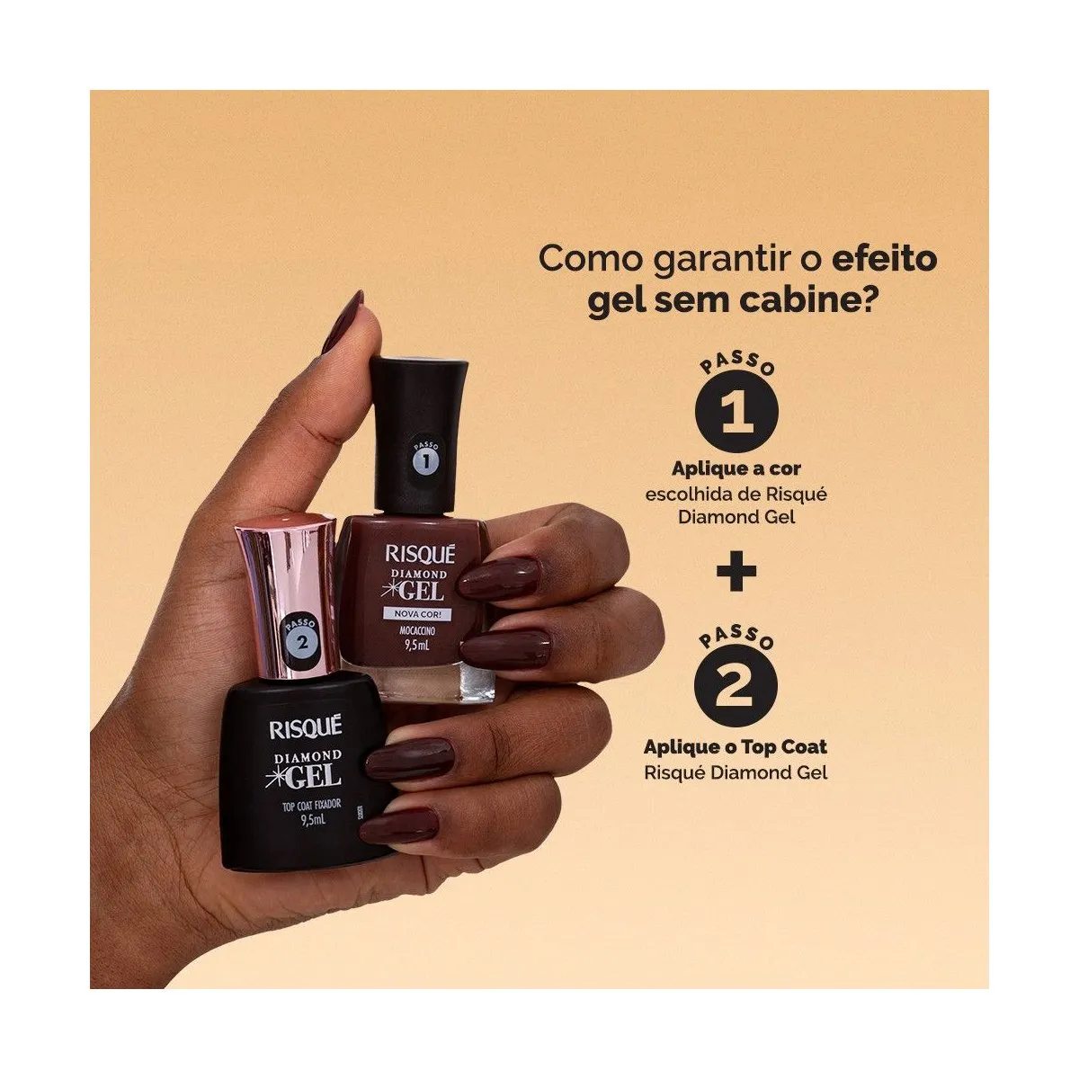 Esmalte Marrom Risqué Diamond Gel Mocaccino Cremoso 9,5ml — foto 3