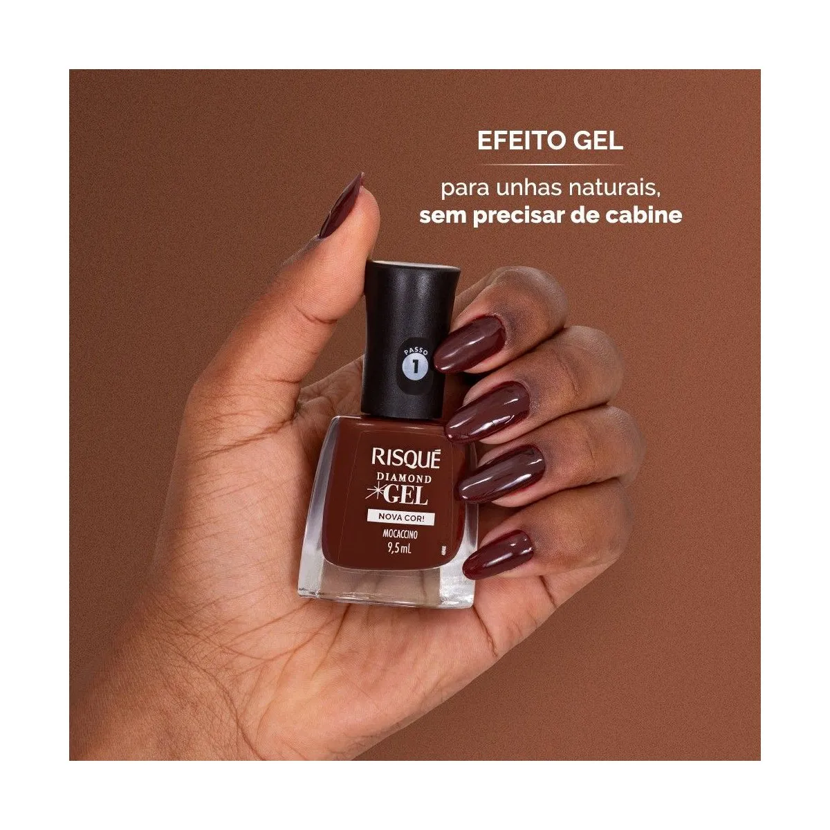 Esmalte Marrom Risqué Diamond Gel Mocaccino Cremoso 9,5ml — foto 7