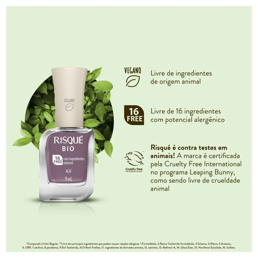 Esmalte Risqué Bio Açaí Cremoso Vegano 9ml — foto 10