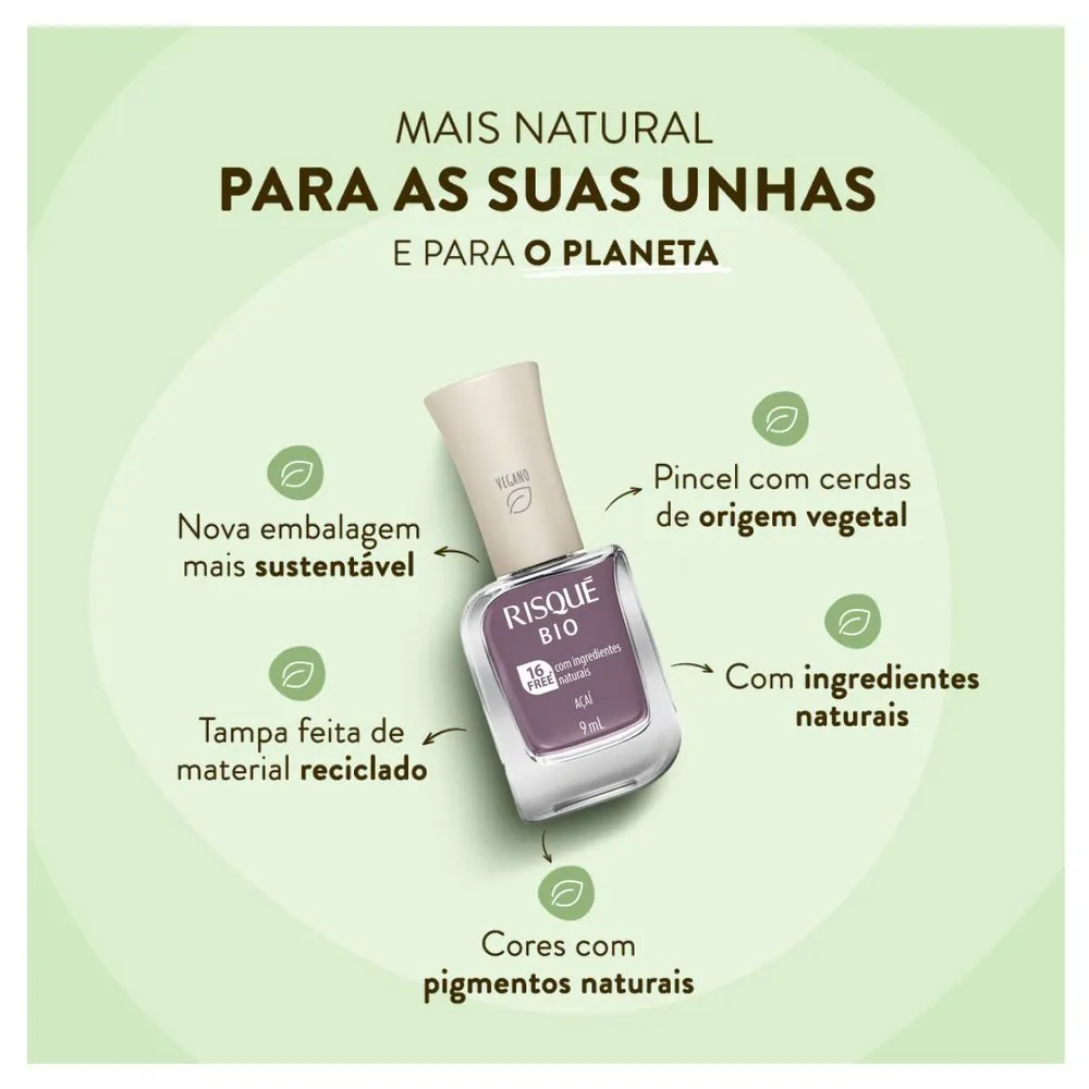 Esmalte Risqué Bio Açaí Cremoso Vegano 9ml — foto 9