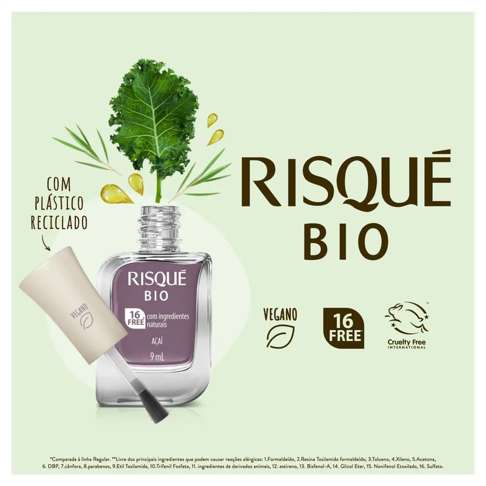Esmalte Risqué Bio Açaí Cremoso Vegano 9ml — foto 8