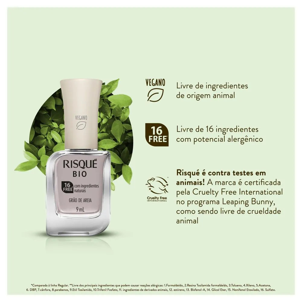 Esmalte Risqué Bio Grão de Areia Cremoso Vegano 9ml — foto 10
