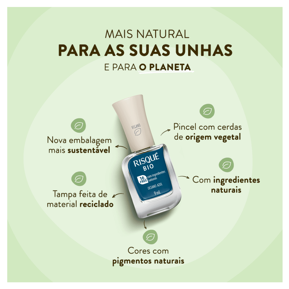 Esmalte Risqué Bio Oceano Azul Cremoso Vegano 9ml — foto 4