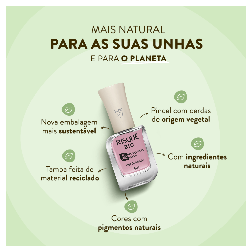 Esmalte Risqué Bio Rosa do Himalaia Cremoso Vegano 9ml — foto 11