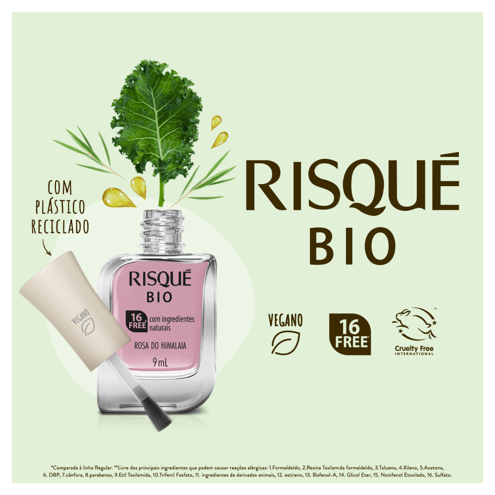 Esmalte Risqué Bio Rosa do Himalaia Cremoso Vegano 9ml — foto 10
