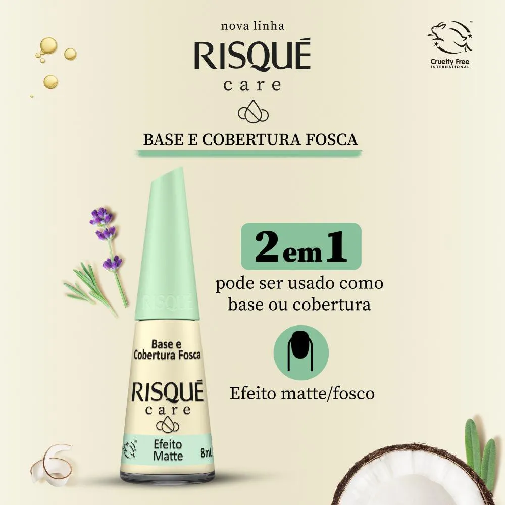 Esmalte Risqué Care Base e Cobertura Efeito Matte 8ml — foto 3