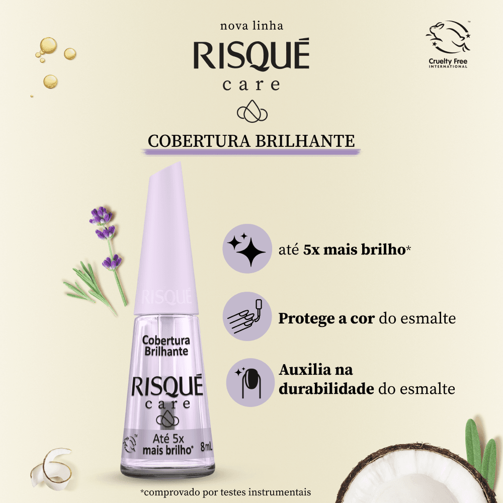 Esmalte Risqué Care Cobertura Brilhante Transparente 8ml — foto 3