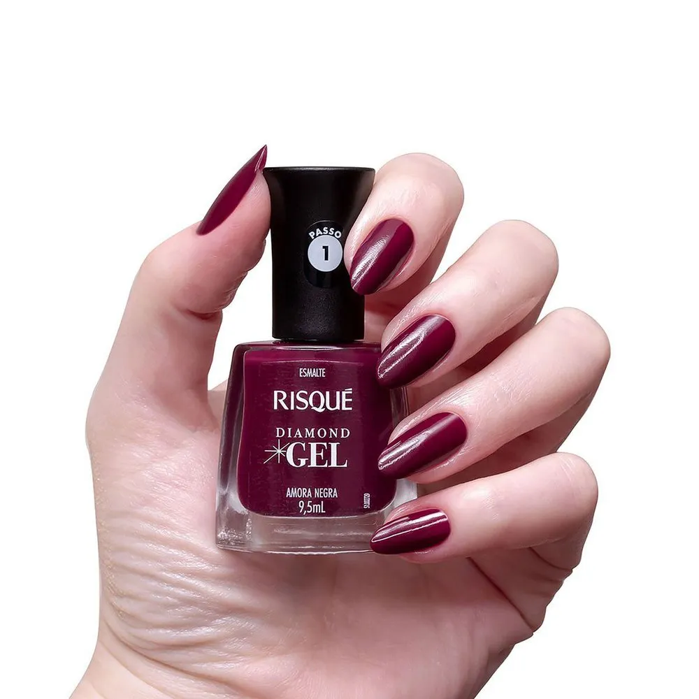 Esmalte Risqué Diamond Gel Amora Negra Cremoso 9,5ml — foto 3
