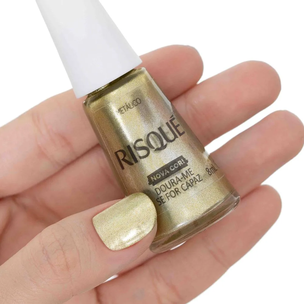 Esmalte Risqué Dourado Doura-Me Se For Capaz Metálico 8ml — foto 5