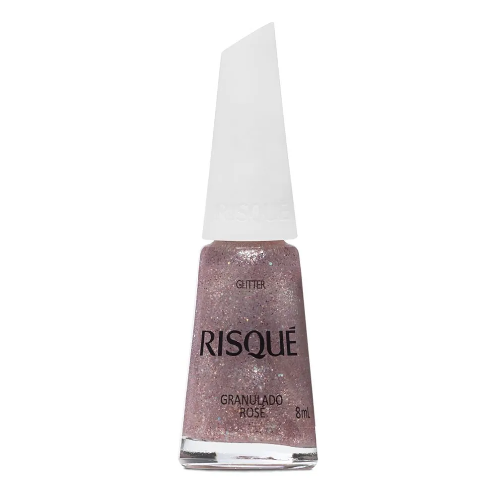 Esmalte Risqué Hipoalergênico Granulado Rosé Efeitos Glitter 8ml