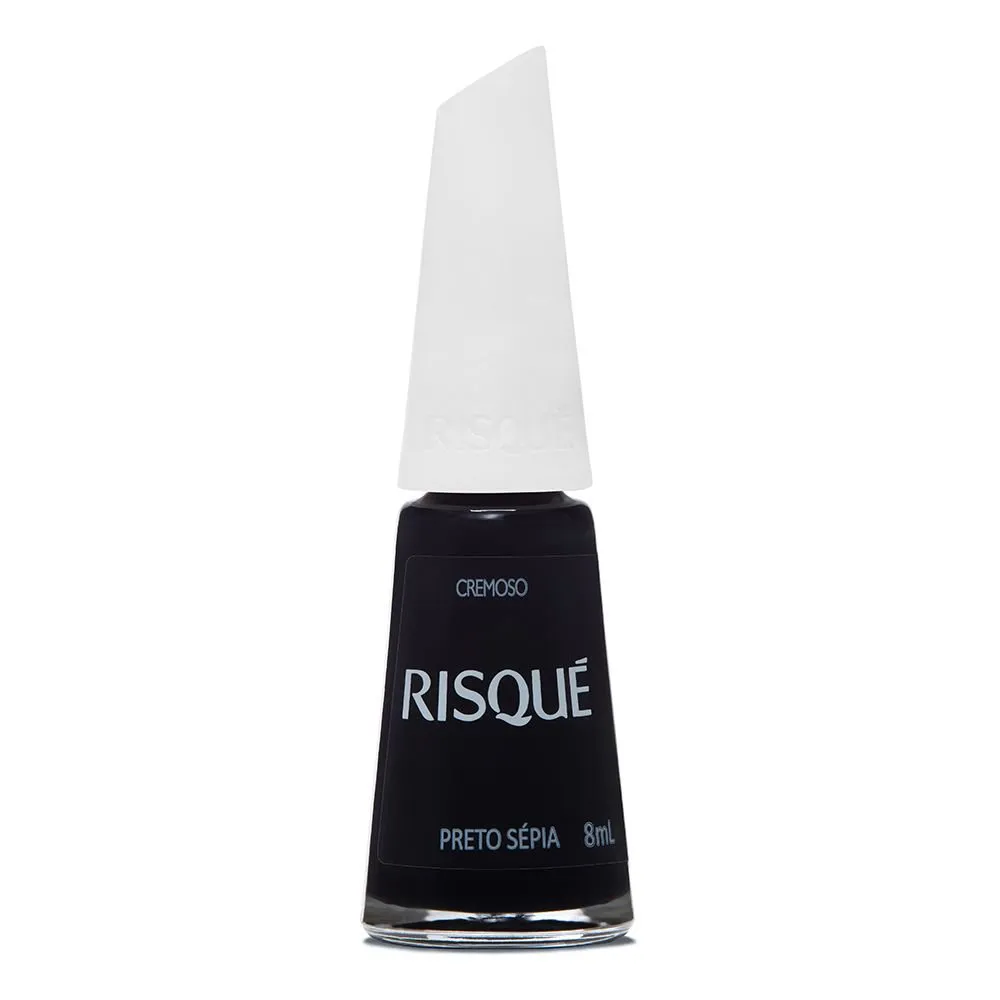 Esmalte Risqué Hipoalergênico Preto Sépia Ultra Cremoso 8ml