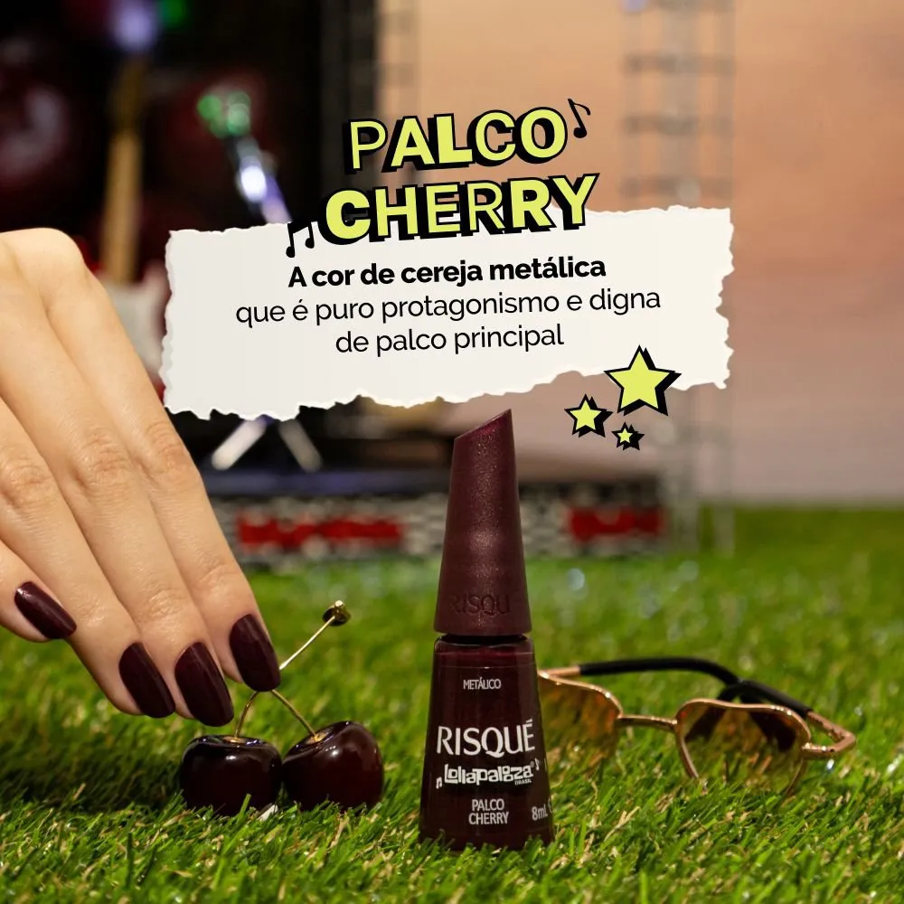 Esmalte Risqué Metálico Palco Cherry Lollapalooza Brasil Frasco 8ml — foto 2
